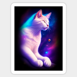 Galaxy Mystical Cat Coloful Sticker